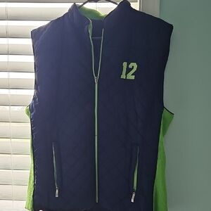 Navy and Green Quilted Seahawks 12 Vest